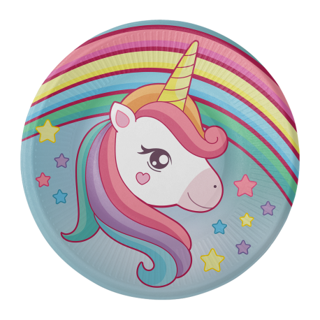 8 platos unicorn magic 18 cm