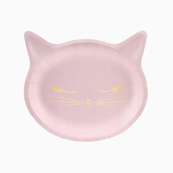 platos de cartón gato rosa