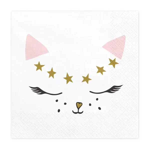 servilletas de papel gato rosa