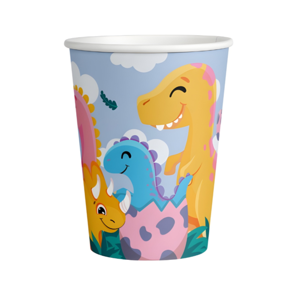 vasos de cartón dinosaurios 250 ml 8 unidades