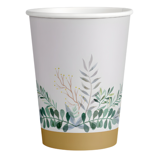 vasos de cartón greenery 250 ml 8 unidades