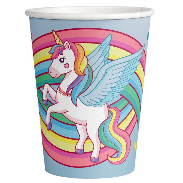 vasos de cartón unicornio 250 ml 8 unidades