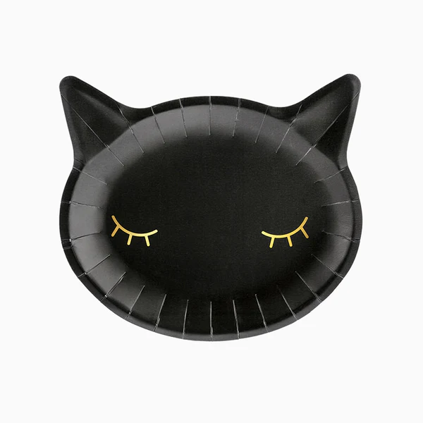 platos de cartón gato negro