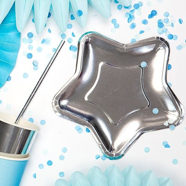 0035142 platos estrella plateado carton 18cm 6 unidades