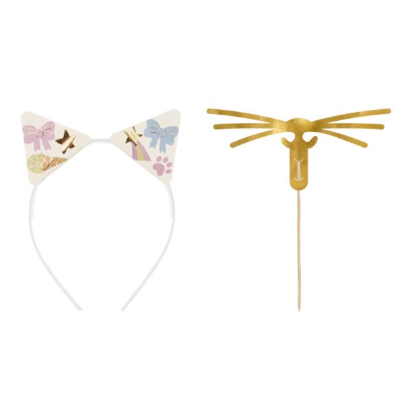 set diadema orejas y bigotes gato
