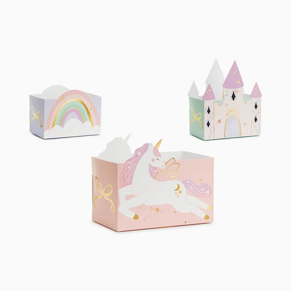 cajas papel "castillo y unicornios"